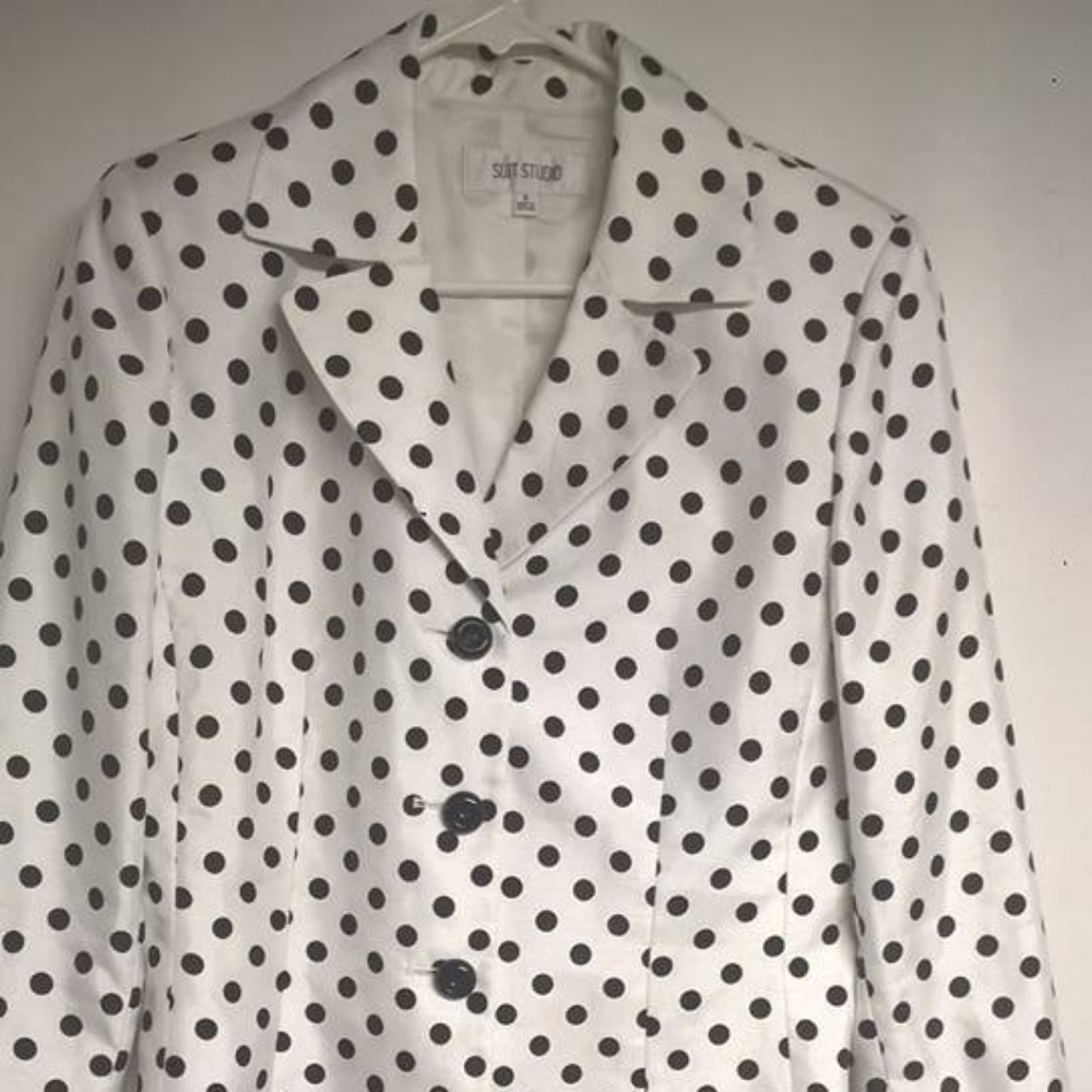 Vintage White and Black Polka Dot Blazer Size 8